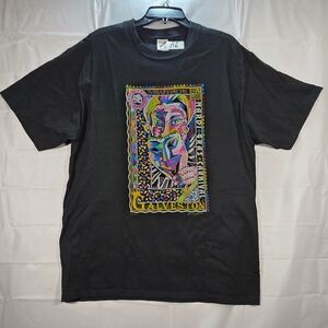 VTG, Mardi Gras Galveston Graphic Black T-Shirt. Size XL